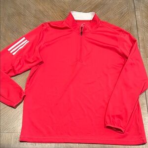 Adidas Bright Red Quarter-Zip Top